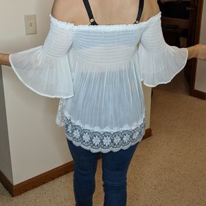 Beautiful off shoulder white lace shirt